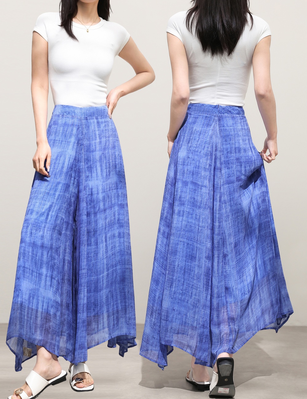 Seaside cool pants blue sandy beach wide leg pants