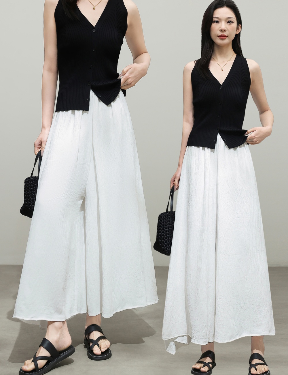 Lazy drape culottes small fellow high waist wide leg pants