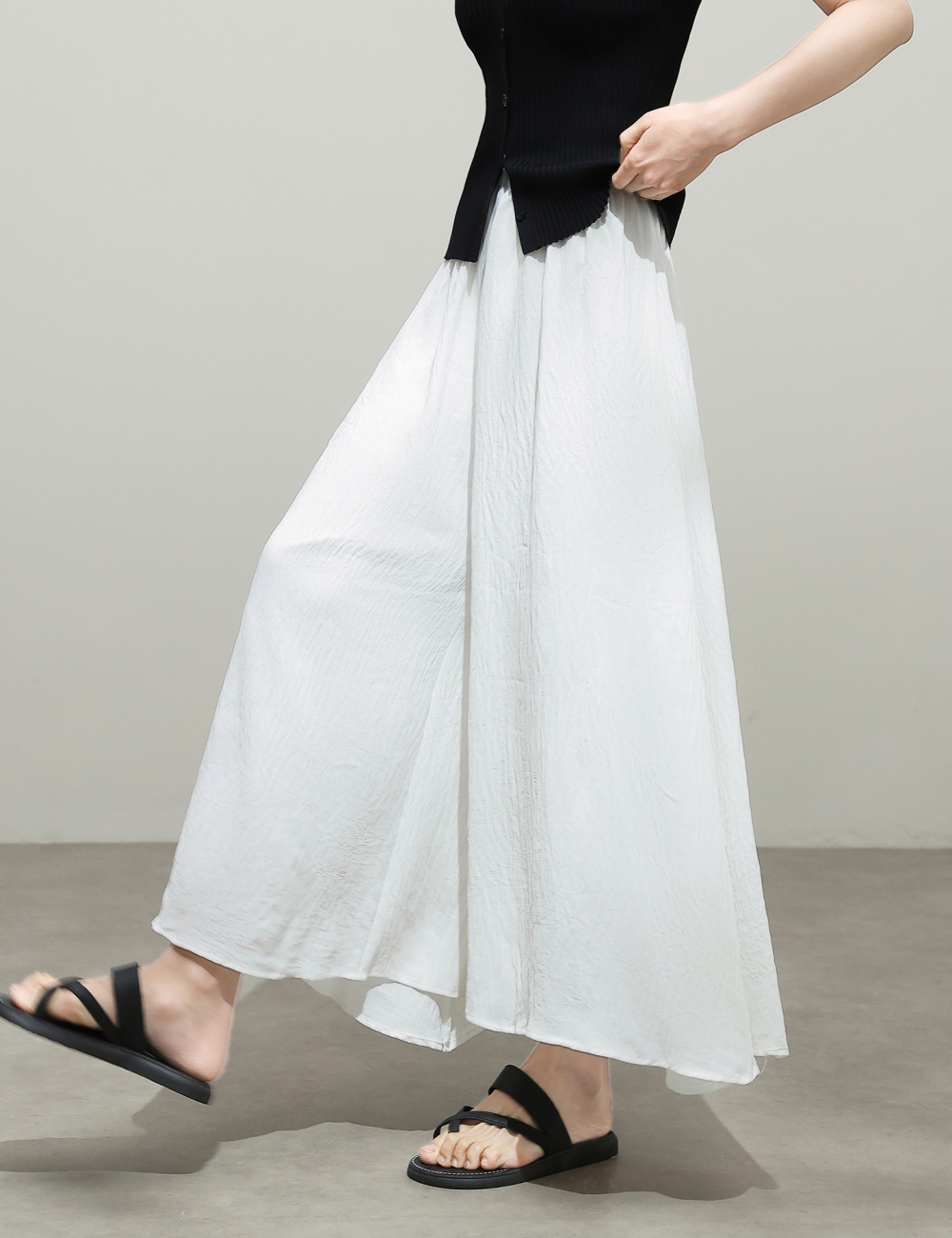 Lazy drape culottes small fellow high waist wide leg pants