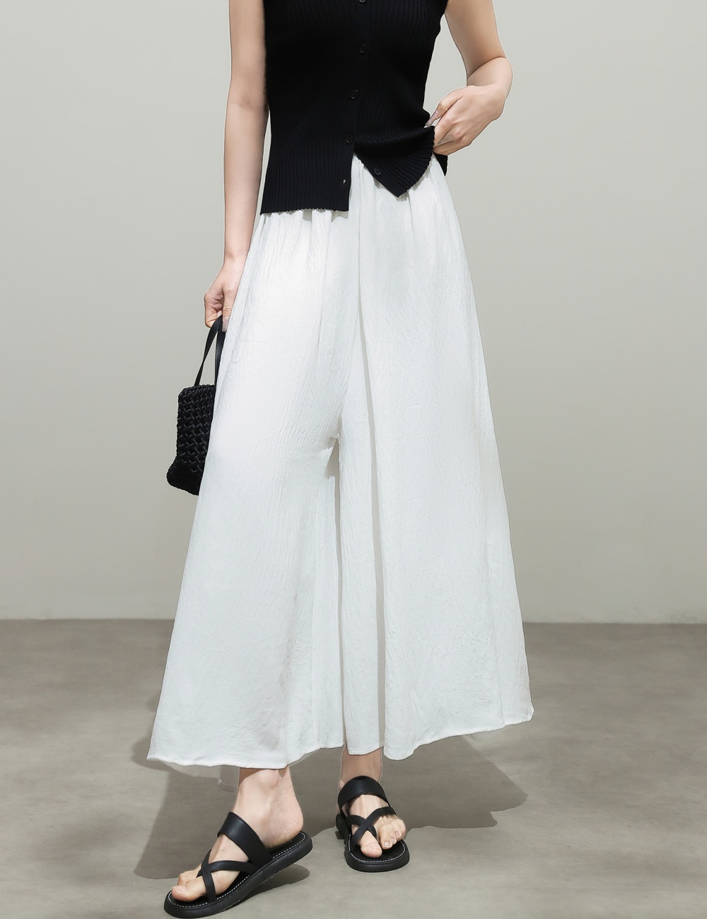 Lazy drape culottes small fellow high waist wide leg pants
