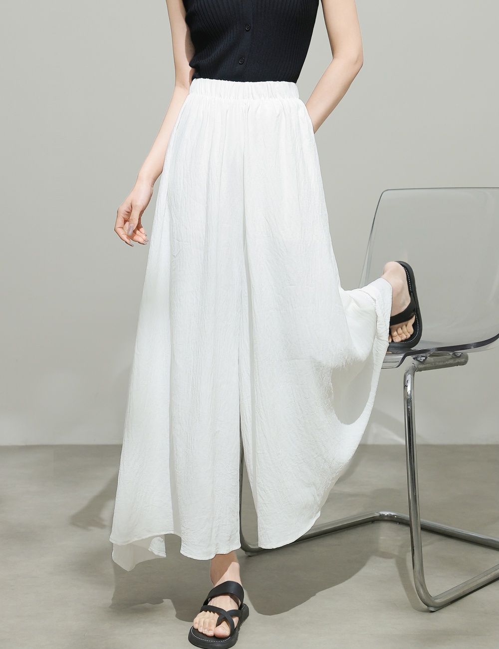 Lazy drape culottes small fellow high waist wide leg pants