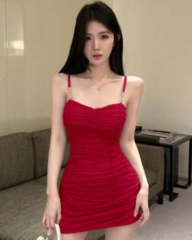 Slim fold sexy sling package hip France style dress