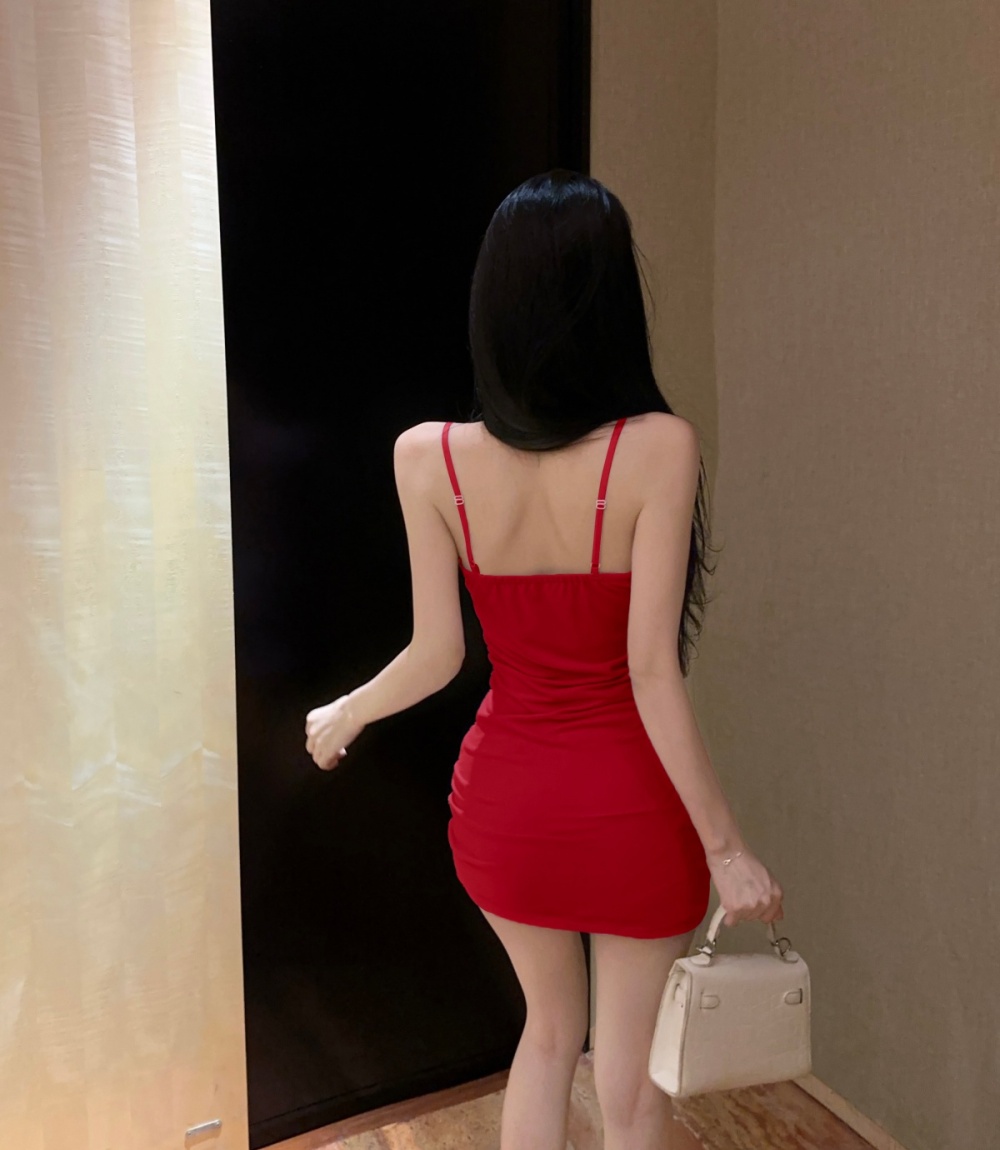 Slim fold sexy sling package hip France style dress