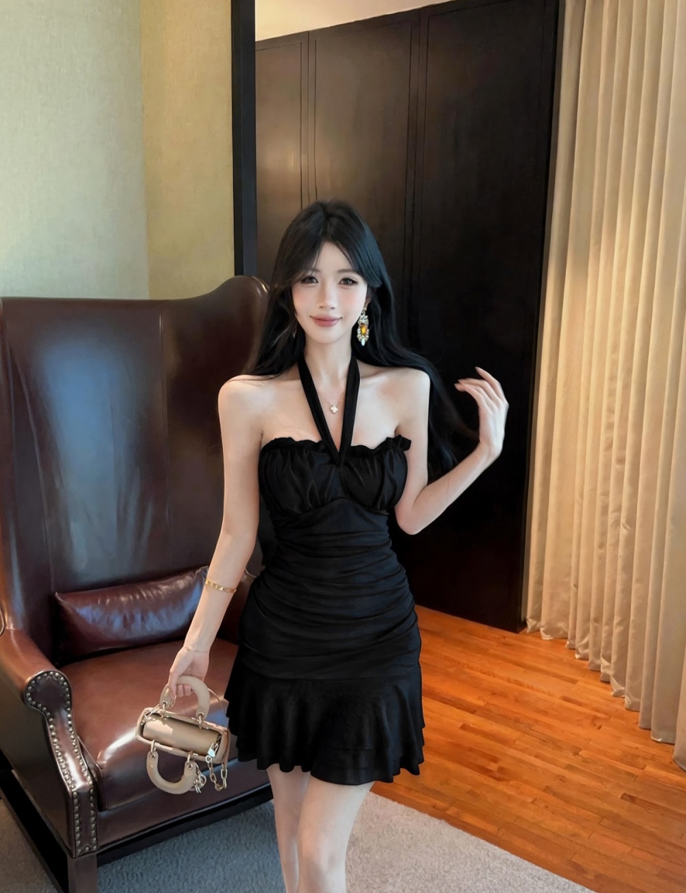 Wrapped chest summer with chest pad dress for women