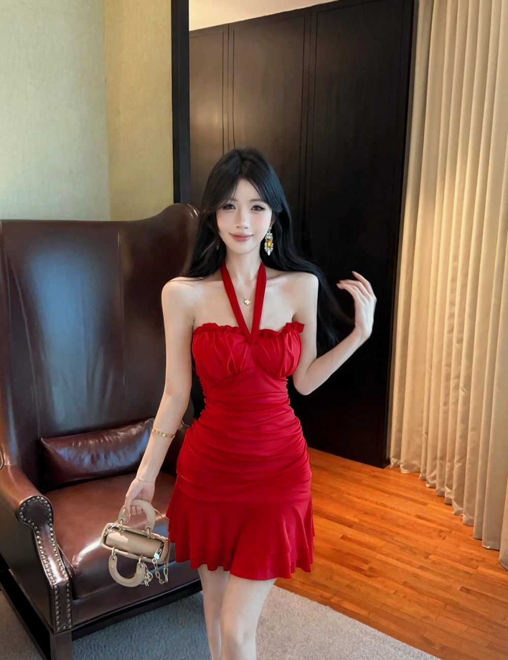 Wrapped chest summer with chest pad dress for women