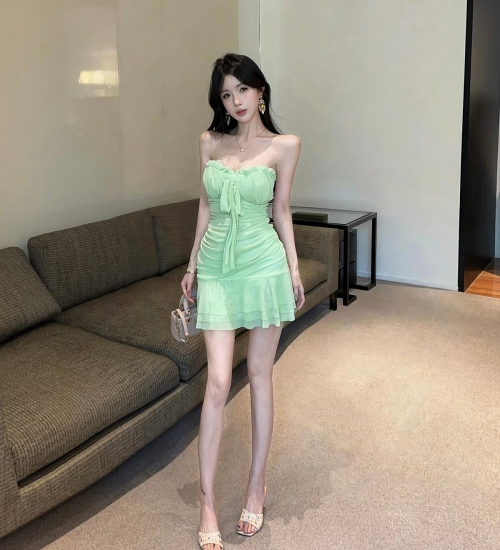 Wrapped chest summer with chest pad dress for women