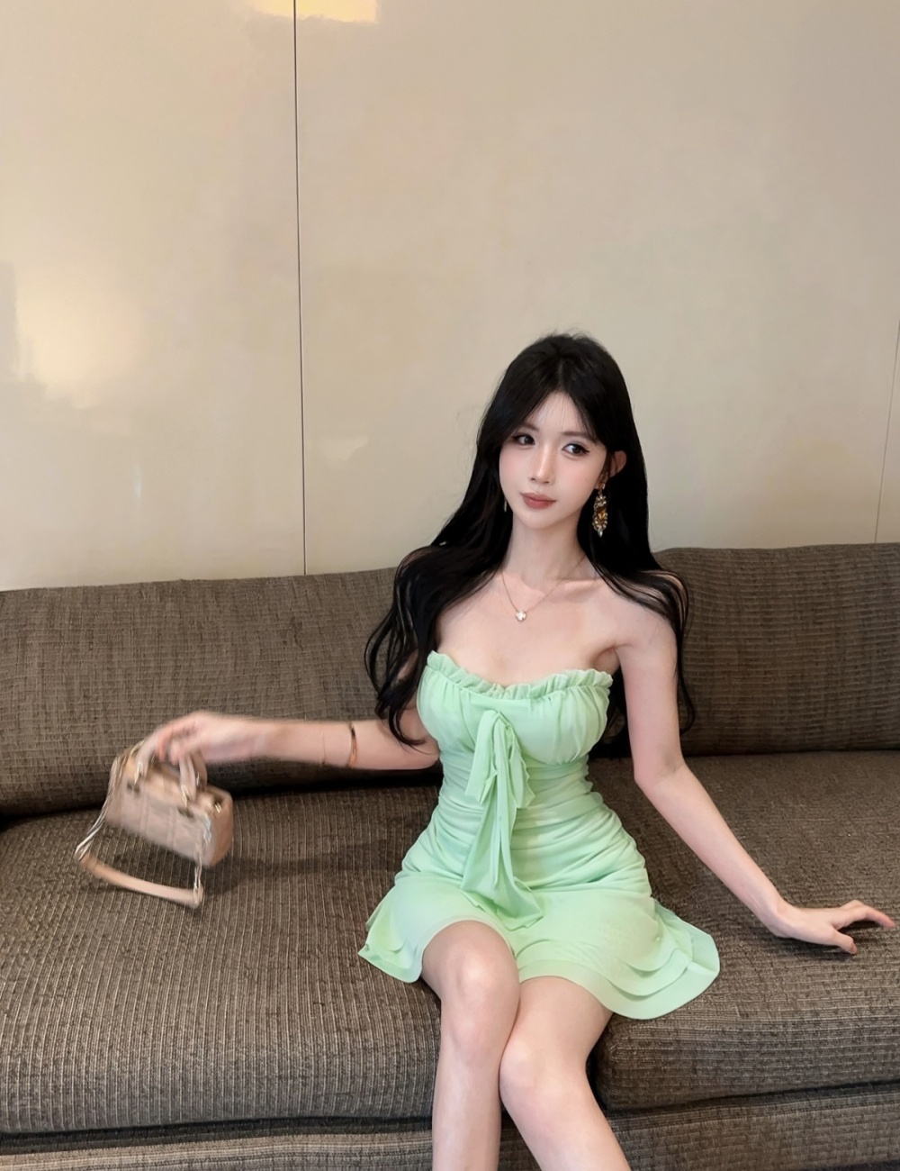 Wrapped chest summer with chest pad dress for women