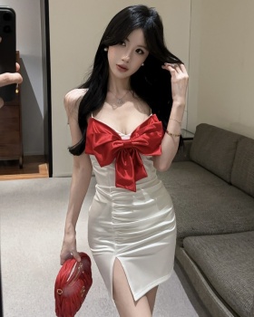 Sexy elasticity short bottoming satin dress