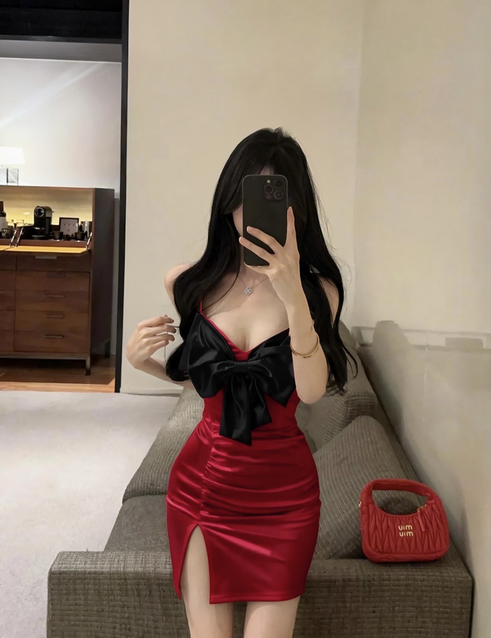 Sexy elasticity short bottoming satin dress