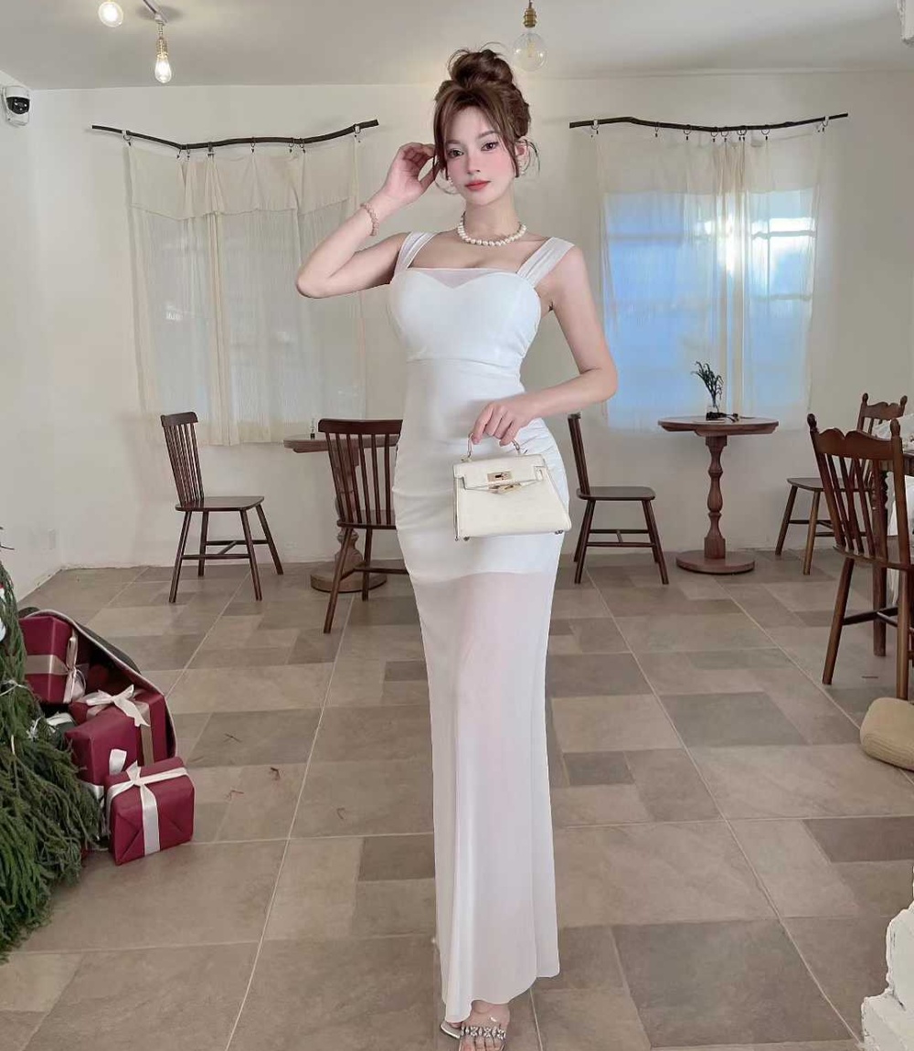 Splice long spicegirl gauze slim sling dress