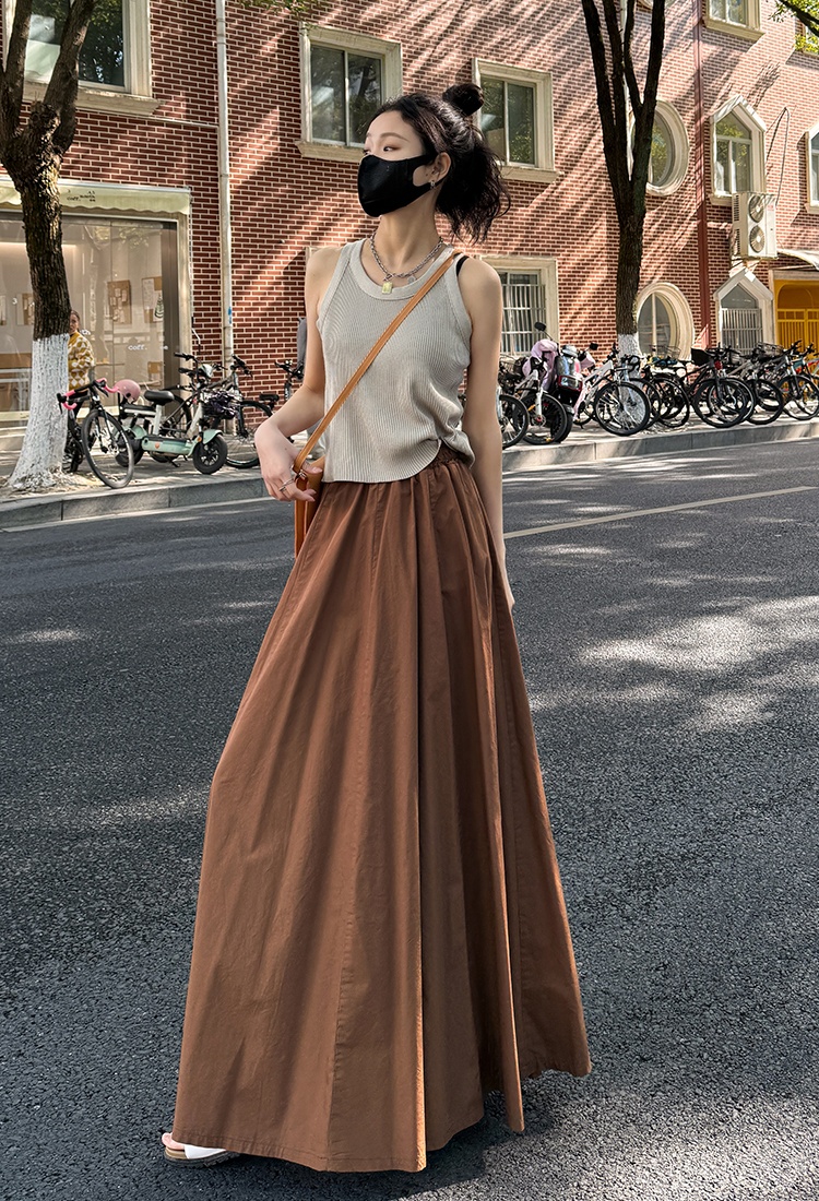 Pinched waist skirt spring long skirt for women