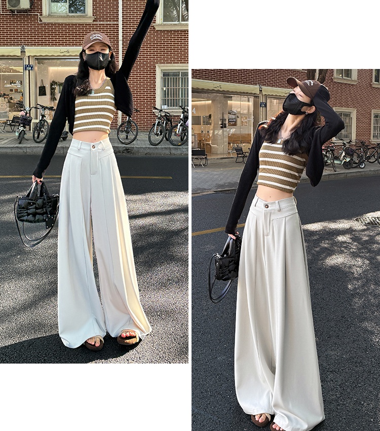 Black spring wide leg pants mopping pants for women