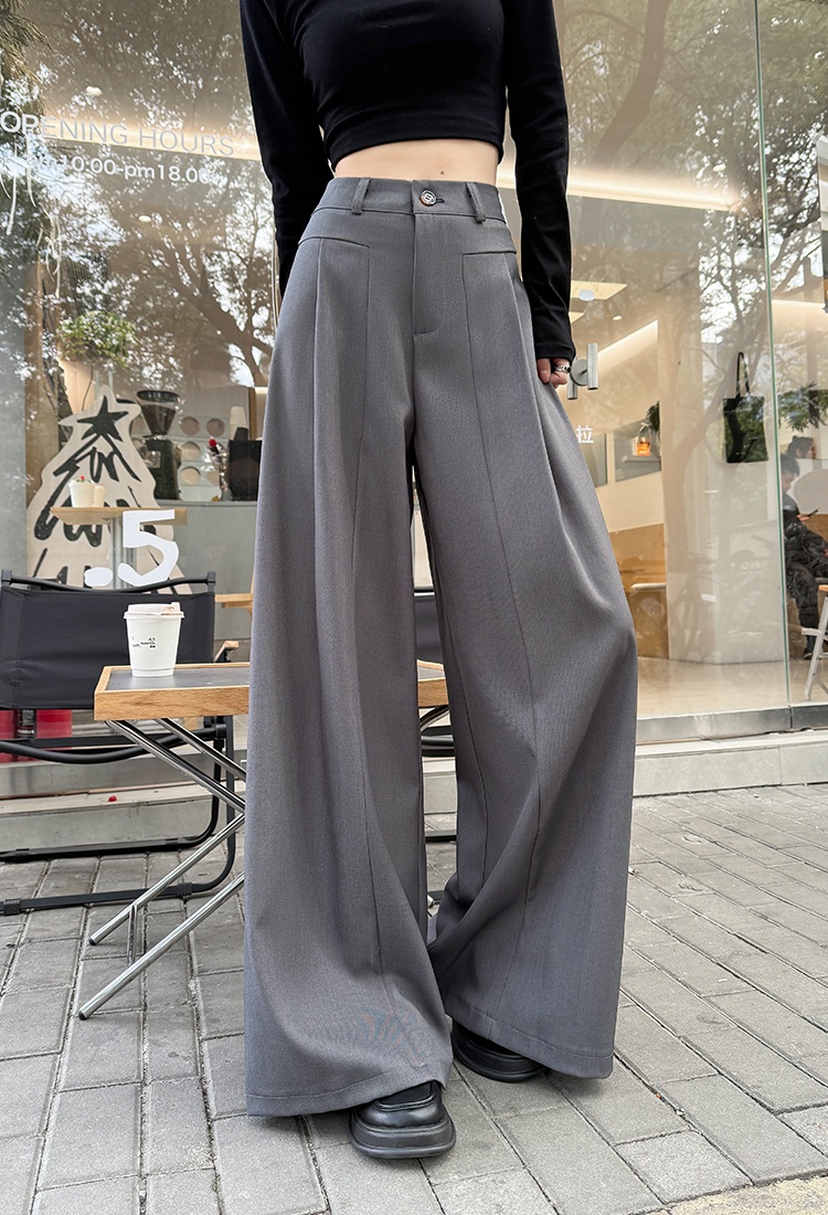 Black spring wide leg pants mopping pants for women