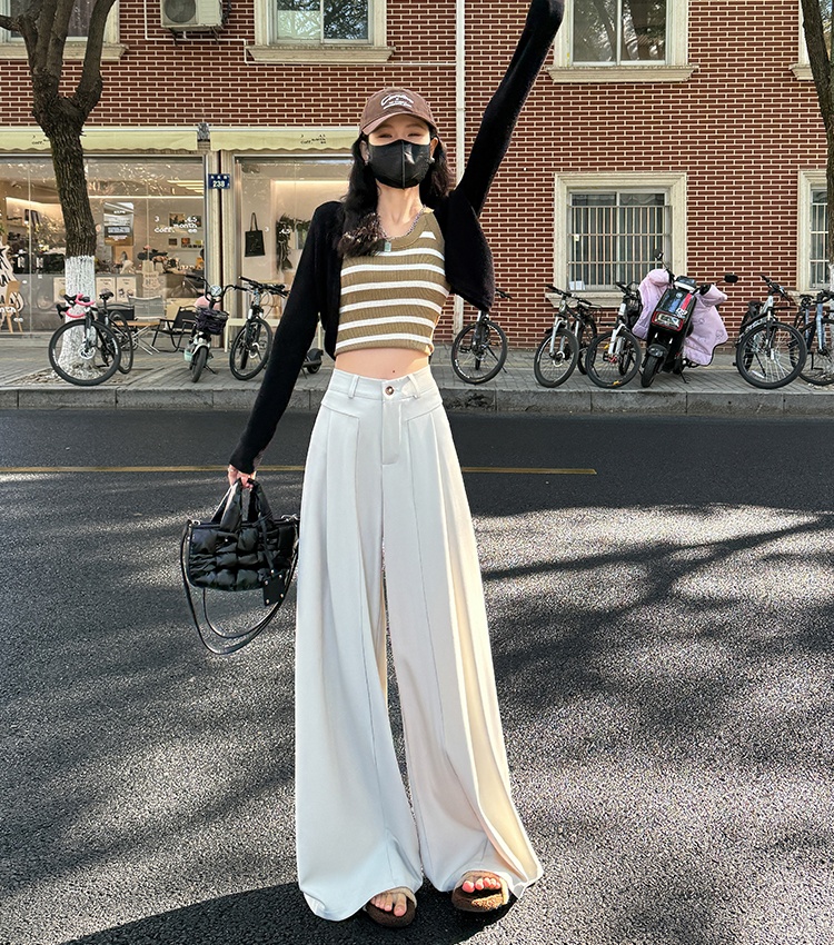 Black spring wide leg pants mopping pants for women