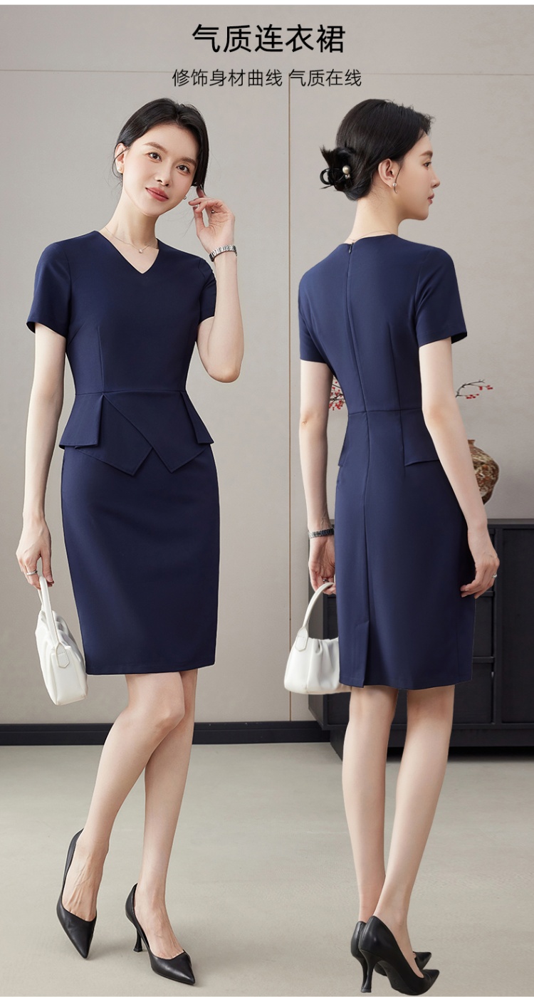 Pure temperament simple V-neck summer dress for women