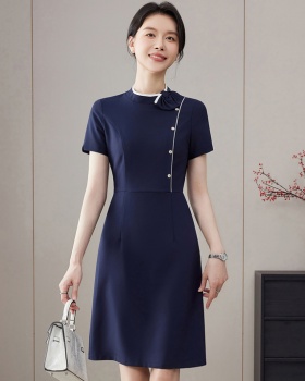 Pinched waist short sleeve dress summer business suit