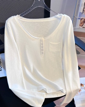 Long sleeve Korean style tops slim simple T-shirt