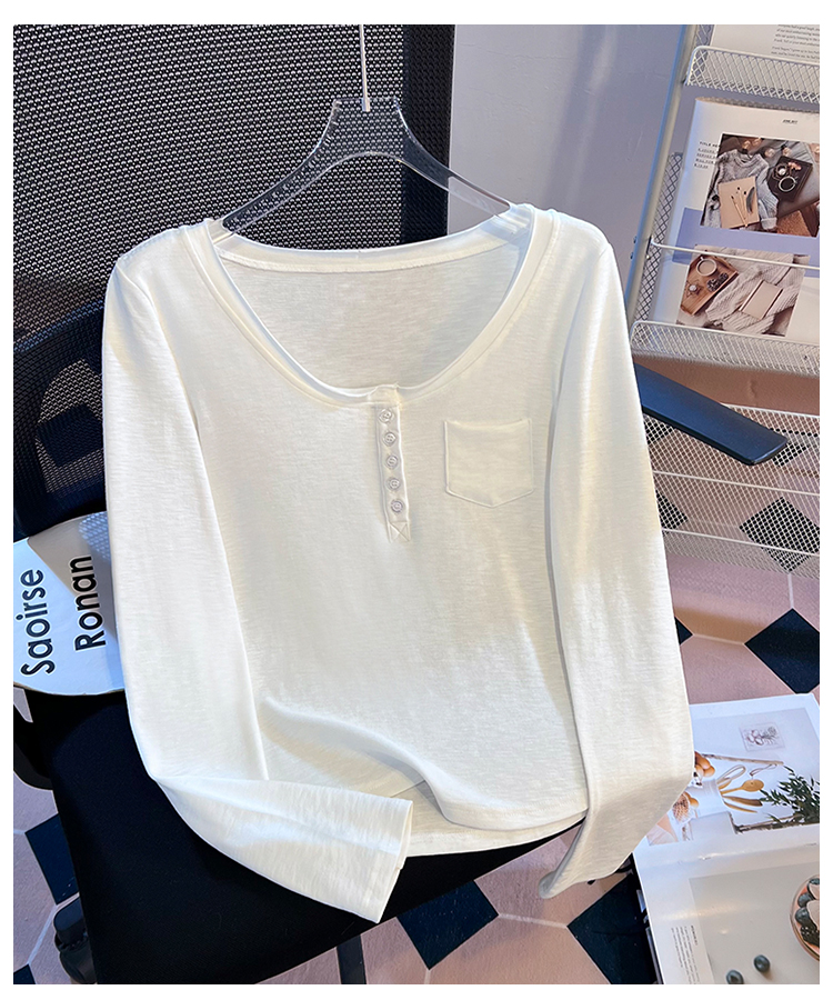 Long sleeve Korean style tops slim simple T-shirt