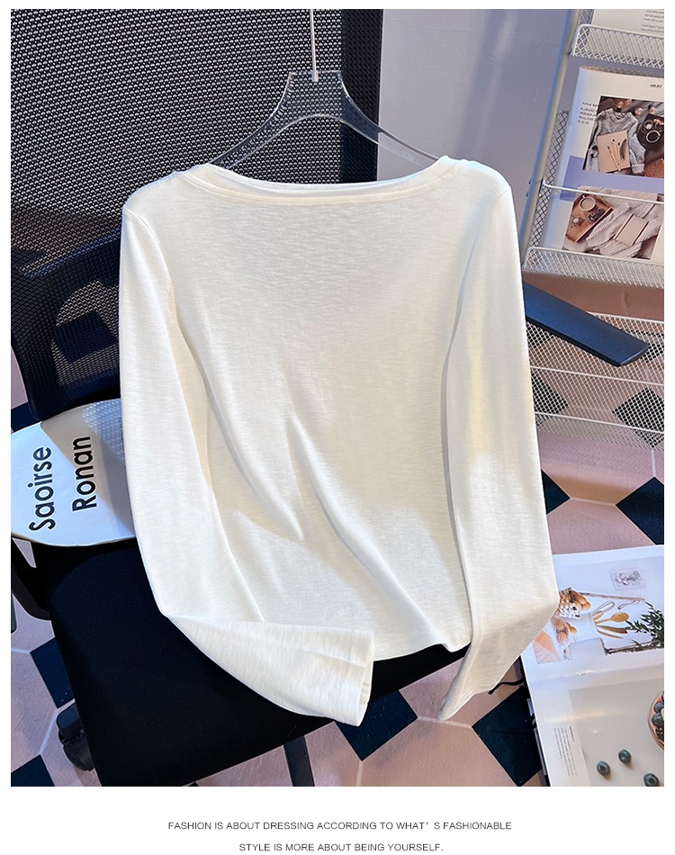 Long sleeve Korean style tops slim simple T-shirt