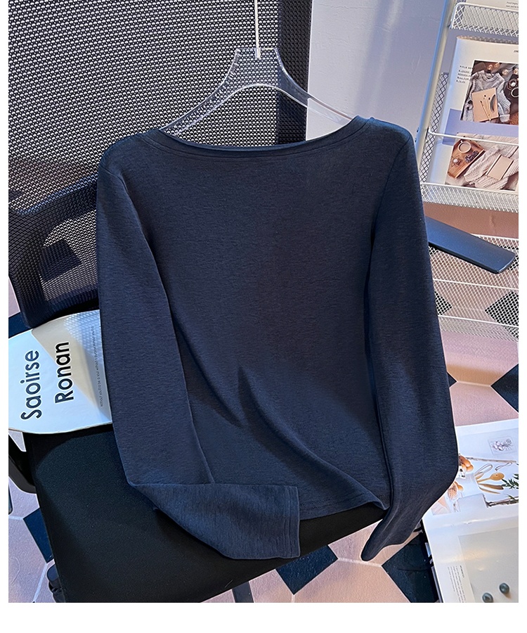 Long sleeve Korean style tops slim simple T-shirt