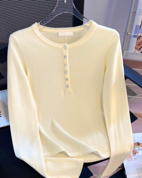 Crochet long sleeve bottoming shirt tight knitted tops