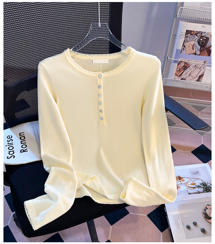 Crochet long sleeve bottoming shirt tight knitted tops