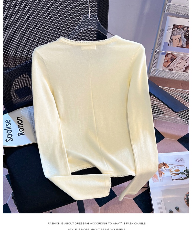 Crochet long sleeve bottoming shirt tight knitted tops