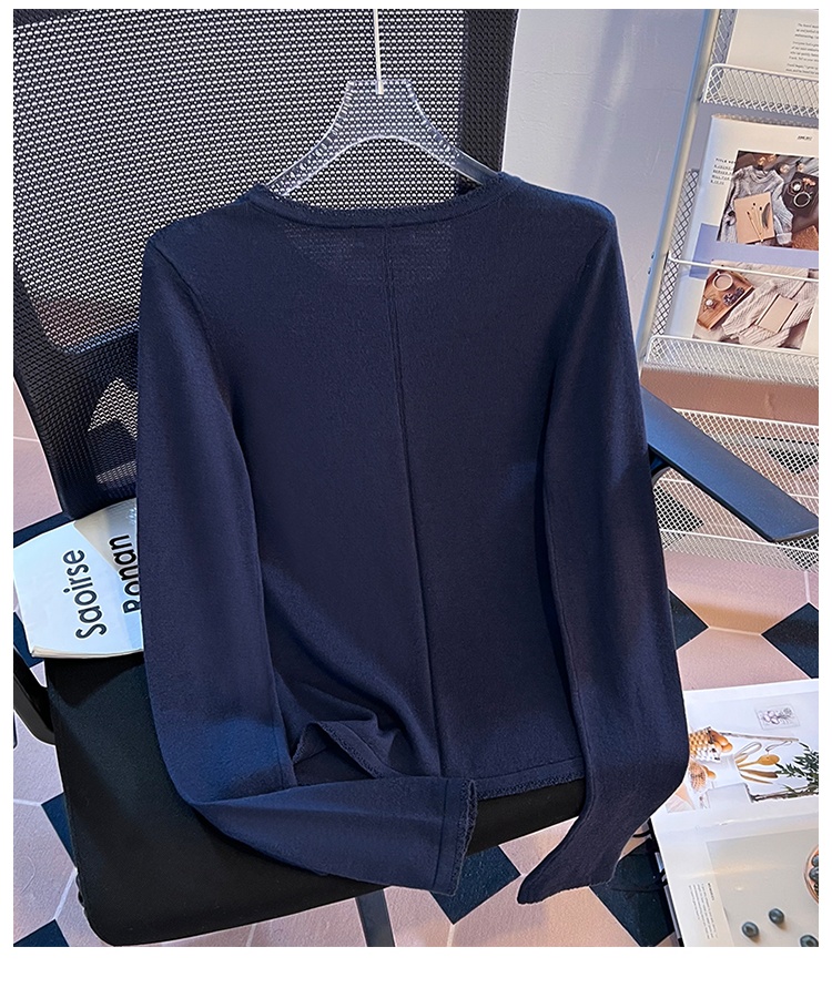 Crochet long sleeve bottoming shirt tight knitted tops