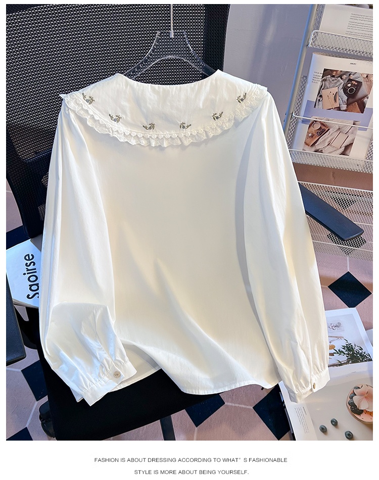 Doll collar college style tops sweet shirt for women