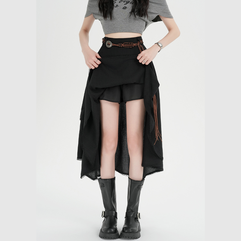 Irregular skirt lotus leaf edges long skirt for women