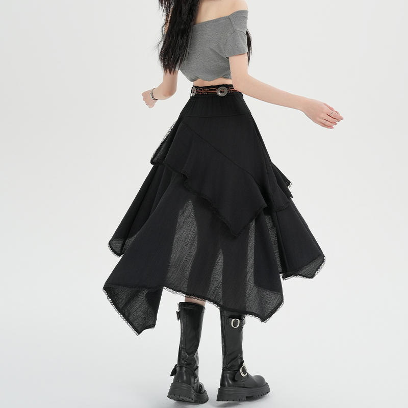 Irregular skirt lotus leaf edges long skirt for women