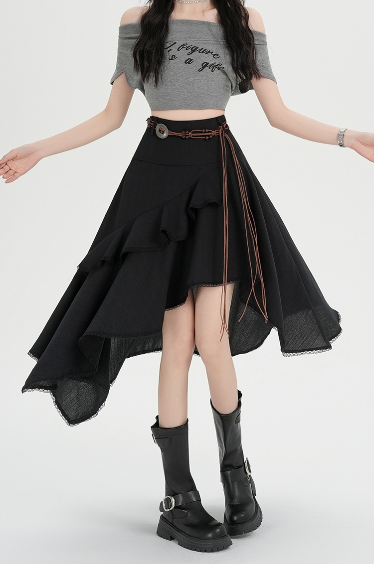 Irregular skirt lotus leaf edges long skirt for women