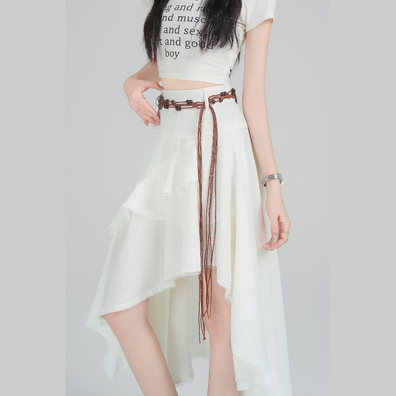 Irregular skirt lotus leaf edges long skirt for women