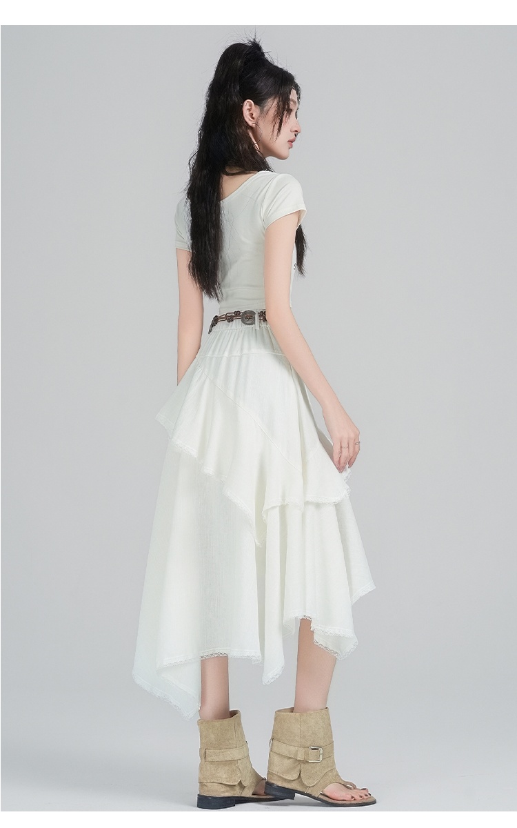 Irregular skirt lotus leaf edges long skirt for women
