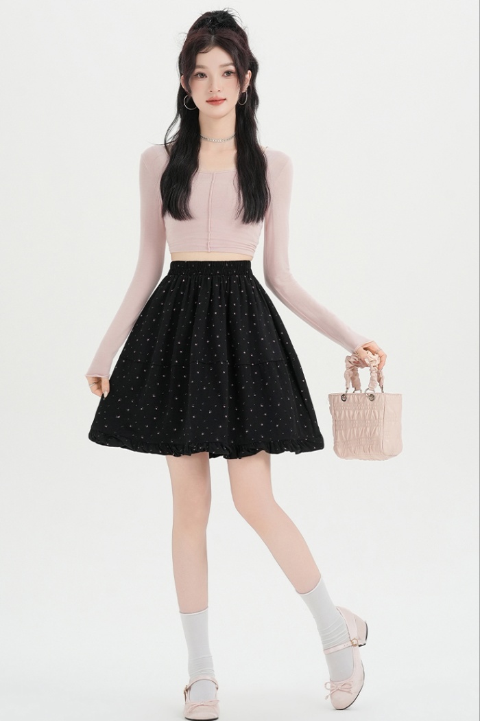 Washed thick and disorderly bud skirt retro A-line skirt