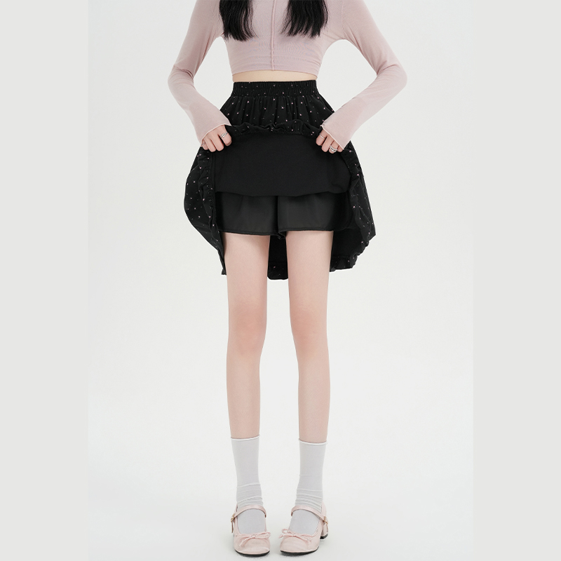 Washed thick and disorderly bud skirt retro A-line skirt