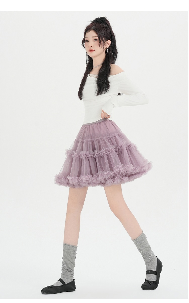 Thick and disorderly short skirt lined skirt for women