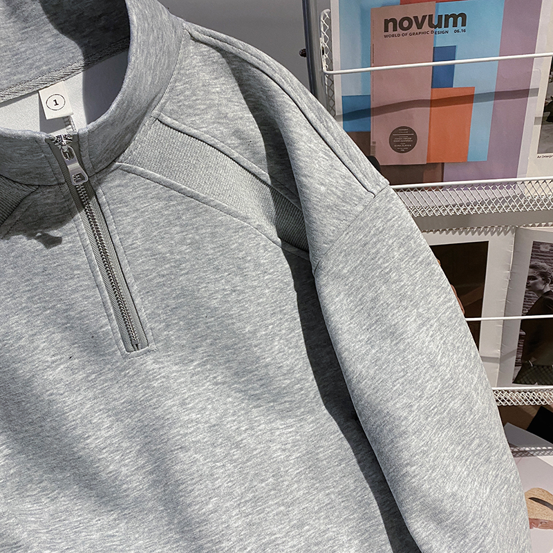 Loose thin couples hoodie splice zip American style tops