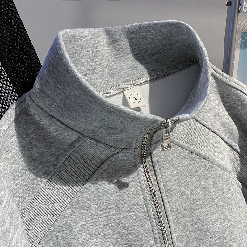 Loose thin couples hoodie splice zip American style tops