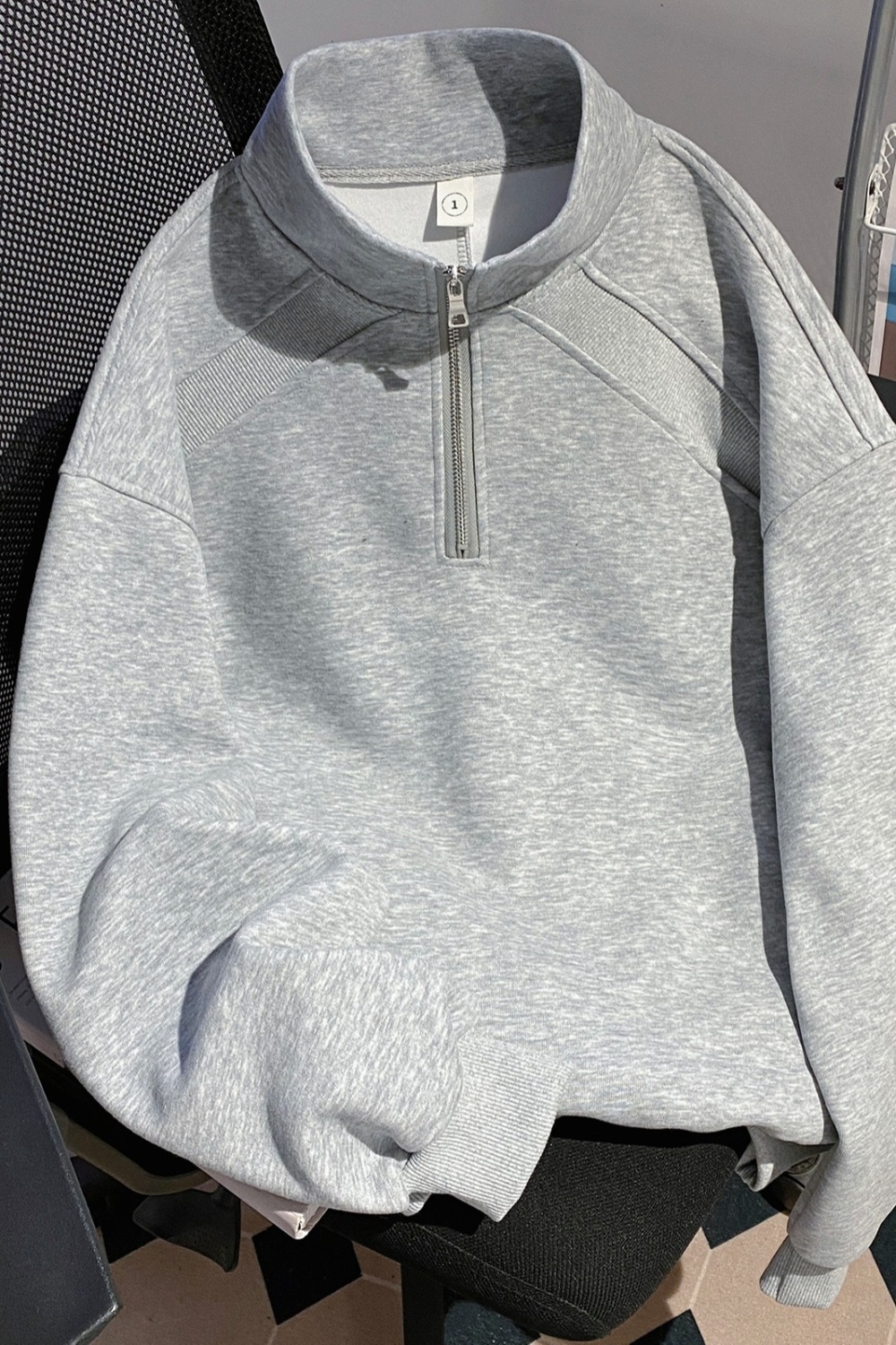 Loose thin couples hoodie splice zip American style tops