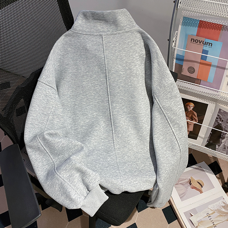 Loose thin couples hoodie splice zip American style tops