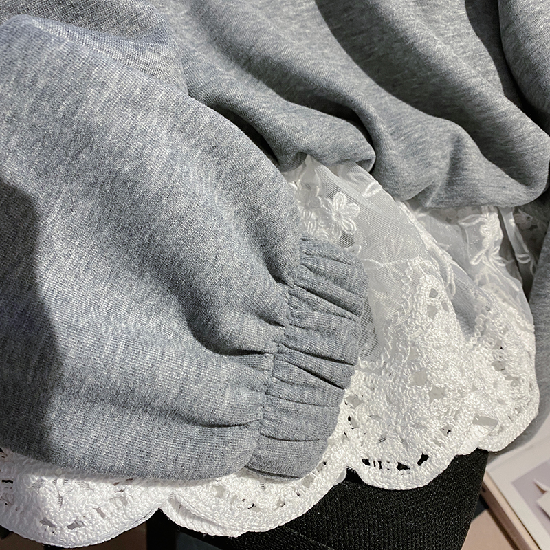 Lace thin hoodie spring and autumn Pseudo-two tops