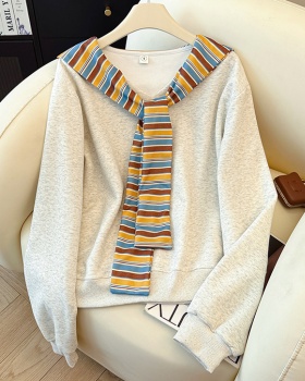 Spring loose T-shirt Pseudo-two hoodie for women