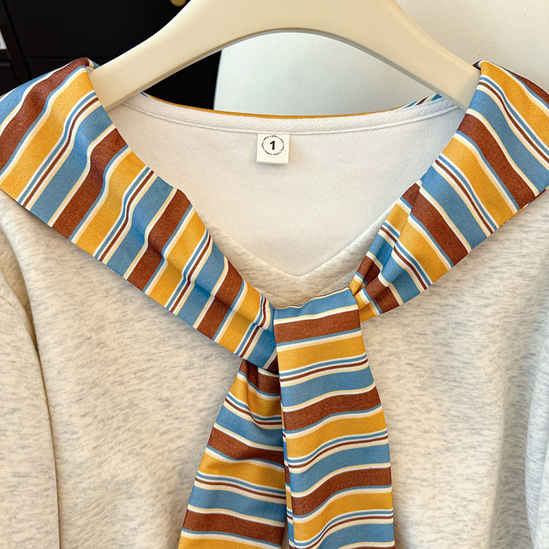 Spring loose T-shirt Pseudo-two hoodie for women