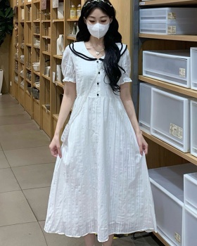 France style college style long dress white sweet dress