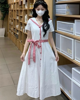 France style short sleeve cotton retro dress