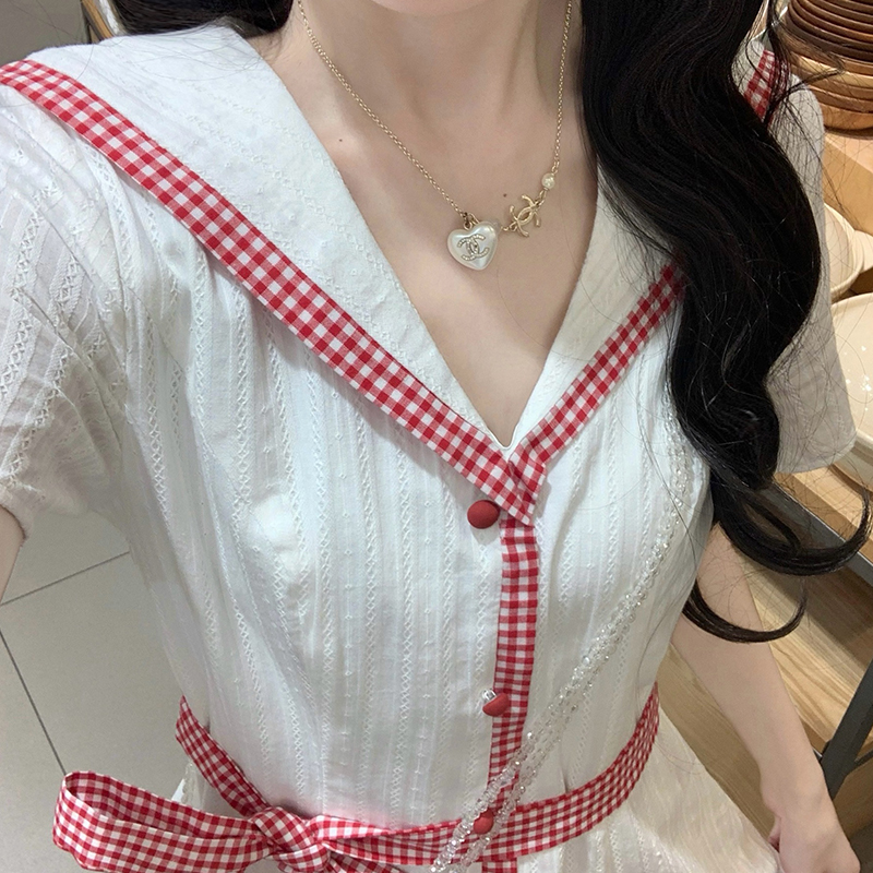 France style short sleeve cotton retro dress