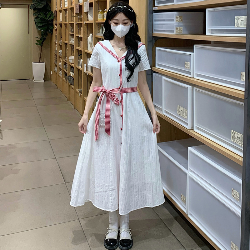 France style short sleeve cotton retro dress