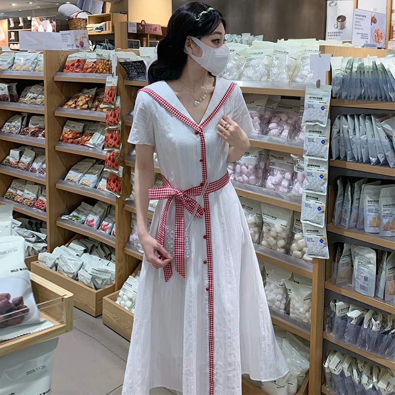 France style short sleeve cotton retro dress