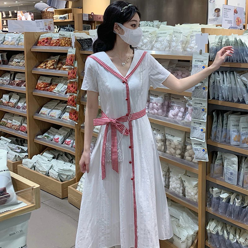 France style short sleeve cotton retro dress